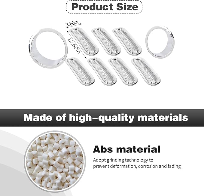 CheroCar for JK Mesh Grille Grill Insert & Headlight Cover Trim Exterior Accessories for Jeep Wrangler JK 2007-2017,Chrome…