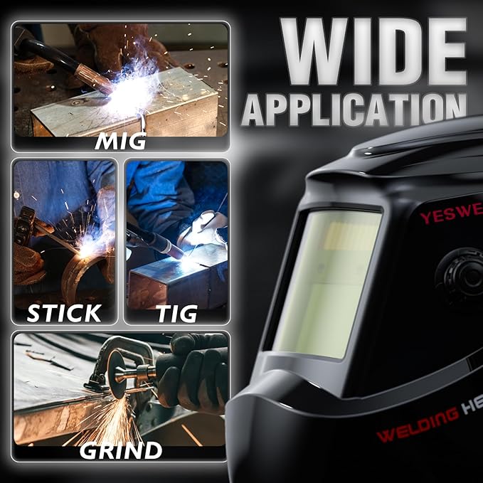 YESWELDER 135Amp Flux Core MIG Welder FLUX-135PRO,110V Flux Core MIG/Lift TIG/Stick 3-in-1 Digital Display Welding Machine & LYG-L600A Auto Darkening Blue Light Blocking Welding Helmet