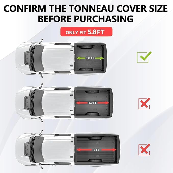 Soft Roll Up Truck Bed Tonneau Cover Compatible with 5.8 FT for 2019-2026 Chevy Silverado/GMC Sierra 1500 5.8 FT Bed