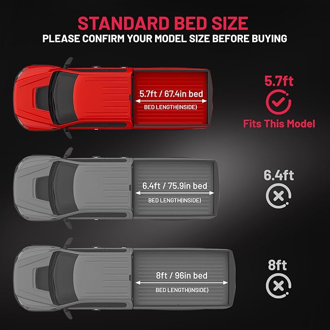 BDFHYK 5'7" Hard Tri-Fold Truck Bed Tonneau Cover Compatible with 2009-2025 Dodge Ram 1500 5.7 FT (67.4") Box, Heavy-Duty Lock Cover w/Waterproof, Anti-UV, No-Drill, Anti-Theft