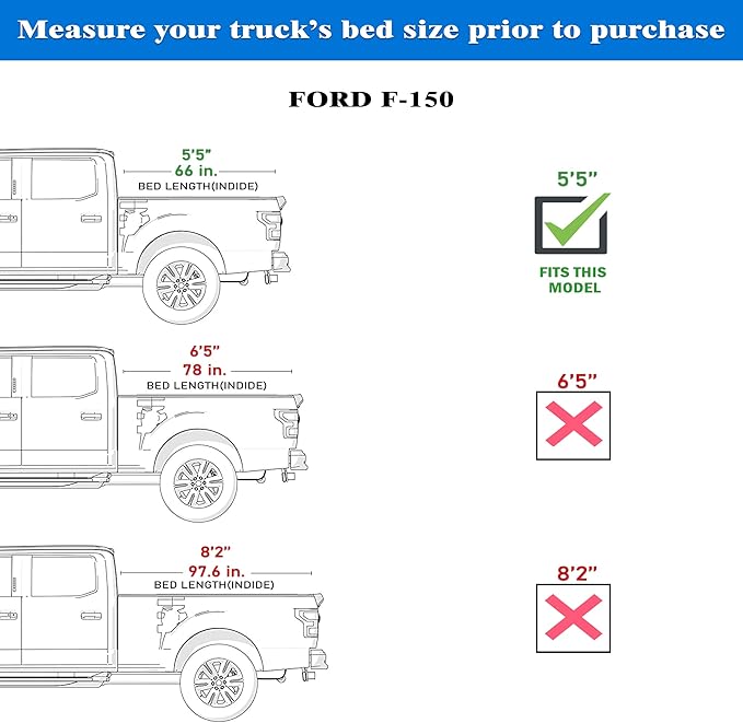 Soft Roll Up Truck Bed Tonneau Cover |SR013|Fits 2004-2014 Ford F-150 5.5' Bed (66")