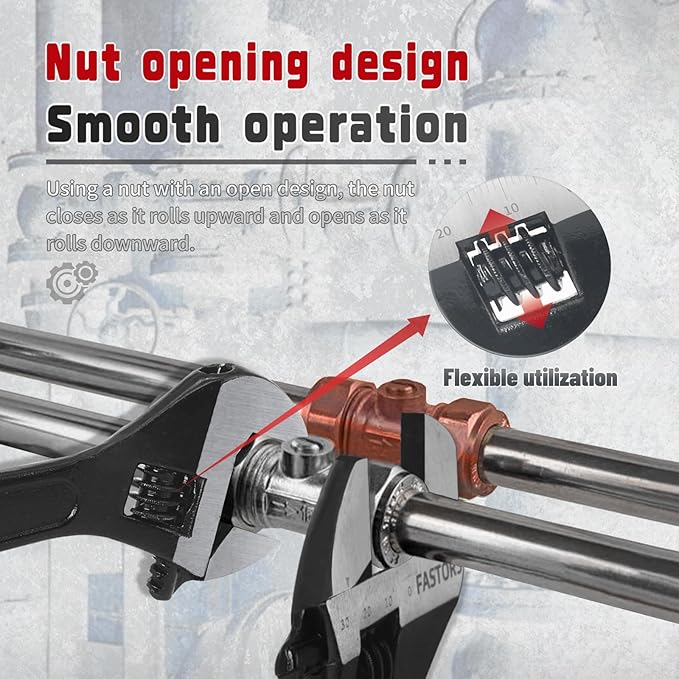 4-Pack Adjustable Wrench,6"/8"/10"/12” Drop Forged Black Oxide Heavy Duty with Smooth Jaw