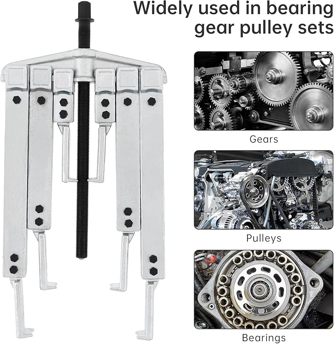 ChgImposs Gear Puller Set, 3 in 1 Heavy Duty Extendable Pulley Puller Kit - Cr-V Steel 2-Jaw Gear & Pulley Remover Tool with 3 Claw Sizes for Bearing, Gear, Pulley & Flywheel Removal