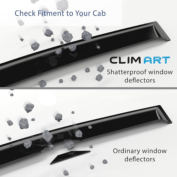 CLIM ART in-Channel Incredibly Durable Rain Guards for Jeep Wrangler JL 2018-2026/Jeep Gladiator 2020-2026, Original Window Deflectors, Vent Window Visors, Vent Deflector, 2 pcs. - 318169