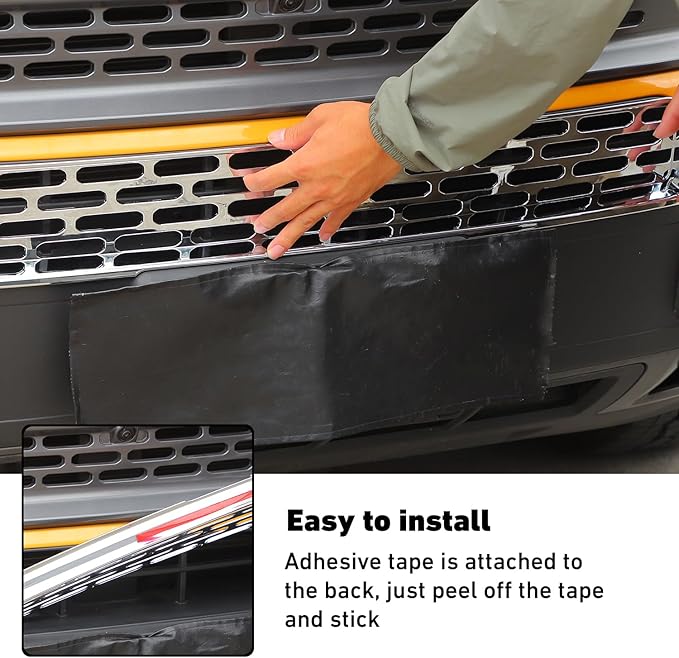 Linskip Mesh Grille Insert Compatible with Ford Bronco Sport 2021 2022 2023 2024, Front Grille Guard Cover for Bronco Sport Exterior Accessories(Chrome)