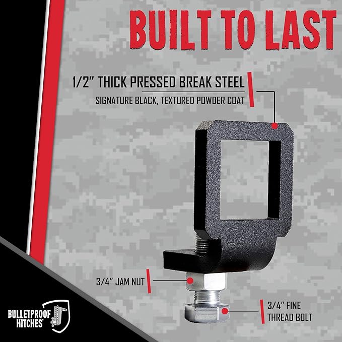 BulletProof Hitches - 2" Anti Rattle Hitch Clamp - Anti Rattle Hitch Tightener for 2 Inch Hitches - Hitch Stabilizer with Black Textured Powder Coat