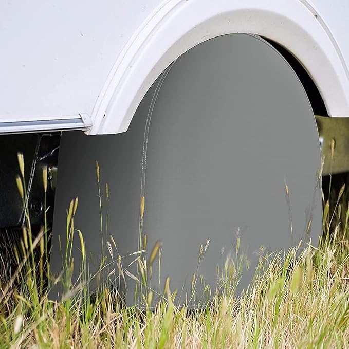 K-Musculo RV Tire Covers 2-Pack, Waterproof Wheel Covers for RV Wheel Travel Trailer Camper Truck SUV, Fit 19-22 Inch Tire Diameter (Gray)