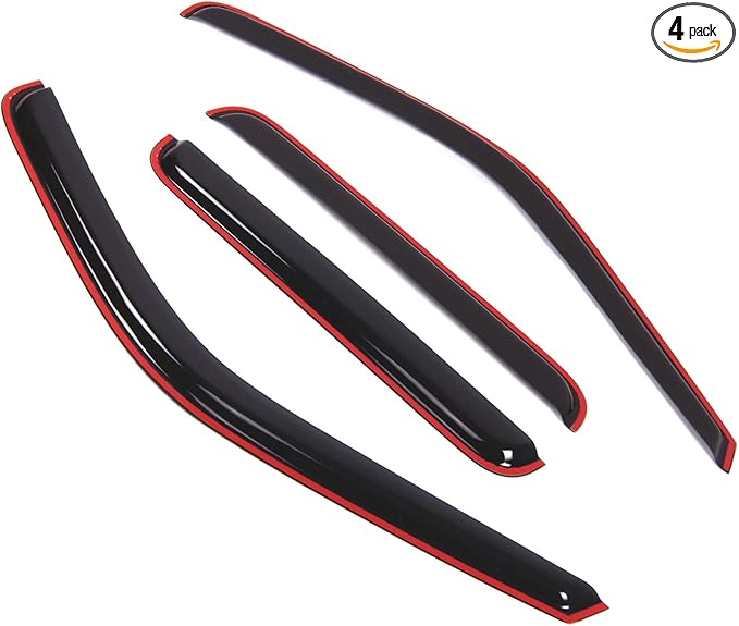 TuningPros in-Channel Window Vent Visors Rain Guards Compatible with Ford F-250 SuperCrew 1999-2016 | Side Window Wind Deflectors Rain Shields | Smoke Tinted, 4 Pcs Set, DGWV-192i