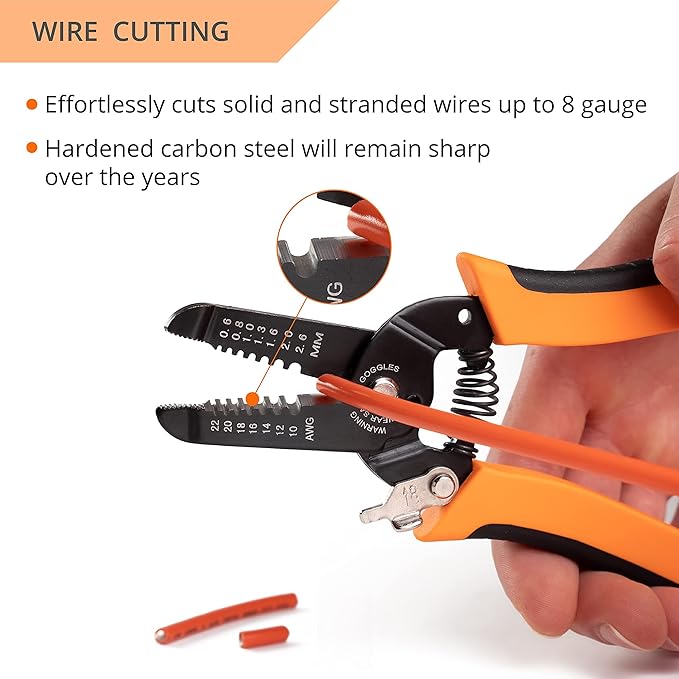 Wirefy STRP-01 Wire Stripper and Cutter for Solid and Stranded Wires 22-10 AWG | Precision Calibrated Ergonomic Wire Stripping Tool