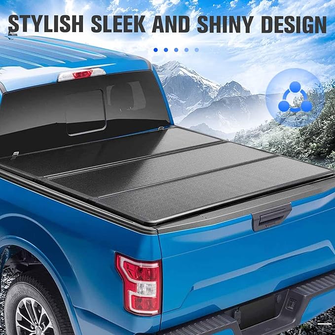 5 Ft(60'') Hard Folding Truck Bed Pickup Tonneau Cover for Toyota Tacoma 2016 2017 2018 2019 2020 2021 2022 2023 2024 2025 Fiberglass and Waterproof Fleetside Bed, Tri-Fold Style