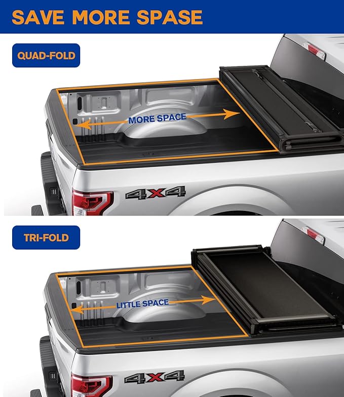 Lyon Cover 5.8ft / 69.3" Soft Quad-Fold Truck Bed Cover Compatible with 2007-2026 Chevy Silverado/GMC Sierra 1500 Fleetside Tonneau Cover | Not for CarbonPro Bed