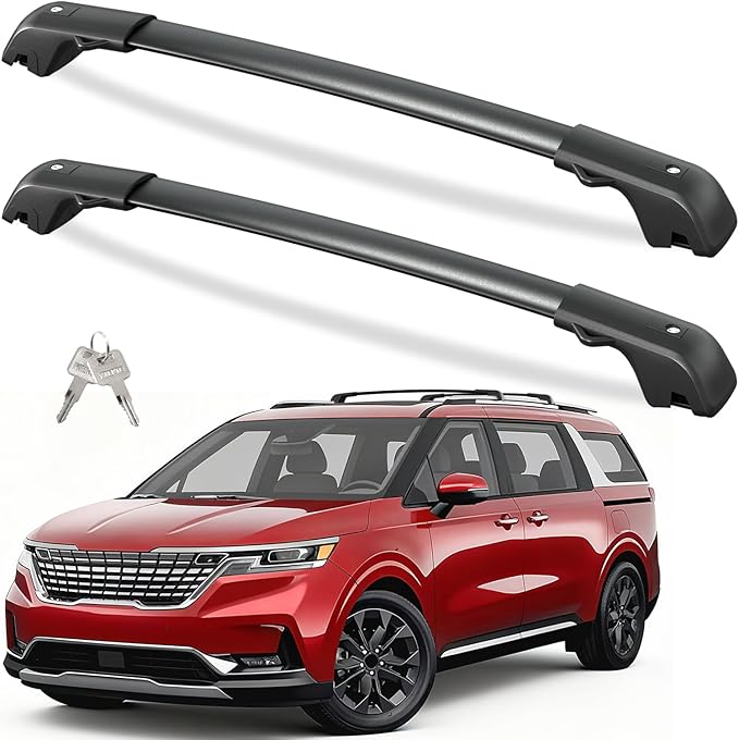 Tuyoung 300lbs Lockable Roof Rack Cross Bars Compatible with 2022-2026 KIA Carnival & Carnival Hybrid with Raised Side Rails, Heavy Duty Anti-Theft Aluminum Roof Crossbars Cargo Carrier Bag Black Bike