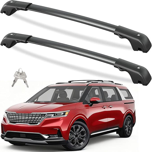 Tuyoung 300lbs Lockable Roof Rack Cross Bars Compatible with 2022-2026 KIA Carnival & Carnival Hybrid with Raised Side Rails, Heavy Duty Anti-Theft Aluminum Roof Crossbars Cargo Carrier Bag Black Bike