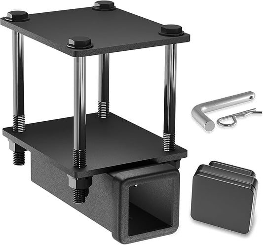 Tow Hitch 2 Inch, RV Bumper Hitch Receiver Adapter Fits 4-4.5" Beam, 200 Lbs Tongue Weight Capacity, Travel Trailer Rear Bumper with Hitch Pin & Hitch Cover, Fit for Camper Bike Racks Cargo Car