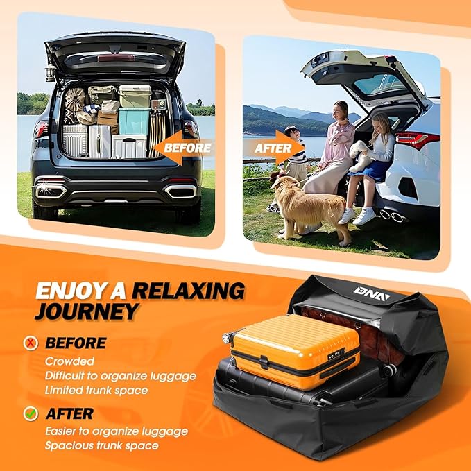 DNA Motoring Car Rooftop Waterproof Bag, 17.6 Cubic Feet Waterproof Car Roof Luggage Bag, Heavy Duty Car Roof Cargo Carrier Bag, Car Roof Bag, w/ 8 Reinforced Straps, TOOLS-00423