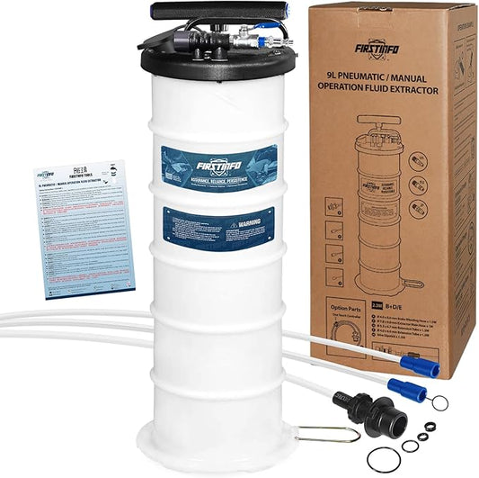 FIRSTINFO A1108USY3 Patented 9L / 2.3 Gallon Taiwan Pneumatic/Manual Oil Vacuum Extractor | Oil Change Pump | 47 Inch Tube
