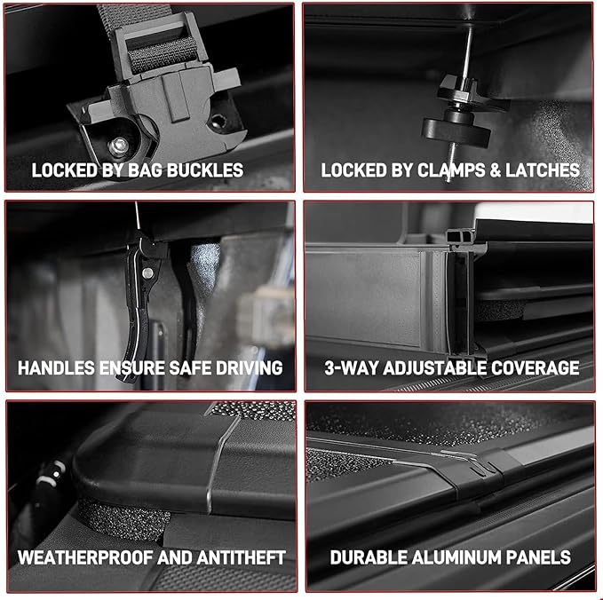 Hard Quad-fold Truck Bed Tonneau Cover Compatible with 6.5 FT for 1999-2006 Chevy Silverado/GMC Sierra 1500 2500 3500 HD, 2007 Classic, 1988-2002 C/K 6.5 FT (79") Bed Fleetside