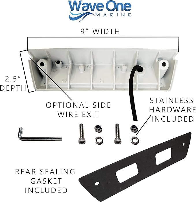 Wave One Marine Dual Color 9" LED Exterior Porch Patio Angle Light | 12v Volt 2400 Lumen Fixture Replacement Lighting RVs Boat Travel Trailer Camper RV Awning Outdoor (White Housing, White | Blue)