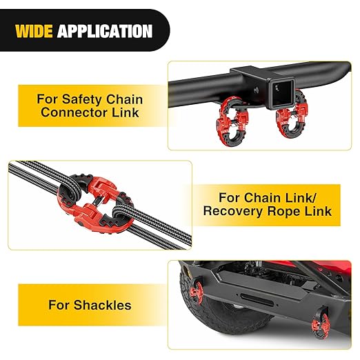 Nilight Safety Chain Connector Link, 1/2In Tow Hitch Hammerlock Coupling Link, 2 Pack Forged Steel Tow Chain Connector for Chain Link/Recovery Rope Link/Shackle, 12000 lbs Load Limit, Red