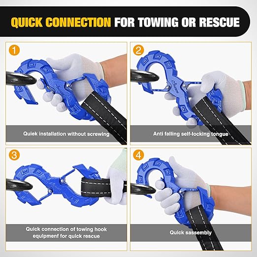 Nilight S-Shape Shackle, Quick Release Tow Hook for Winch Cable Ropes, 33,000 lbs Heavy Duty for Off-Road Recovery, Towing Extension, Tree Saver, Winch Shackle, Forged Steel, Blue