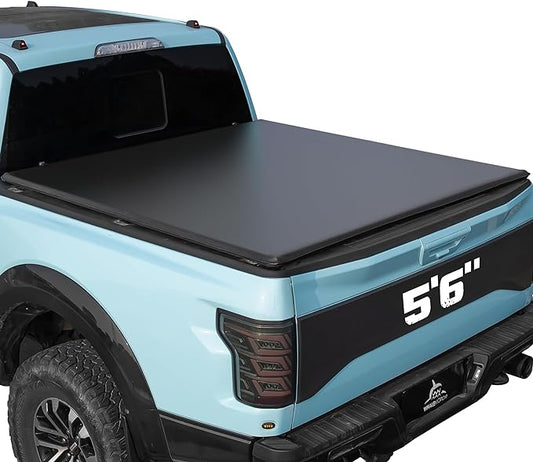 Truck Bed Tonneau Cover Compatible with Ford F150 F-150 2015-2025 5.5 ft Short Box, Soft Folding(Tri fold) Style