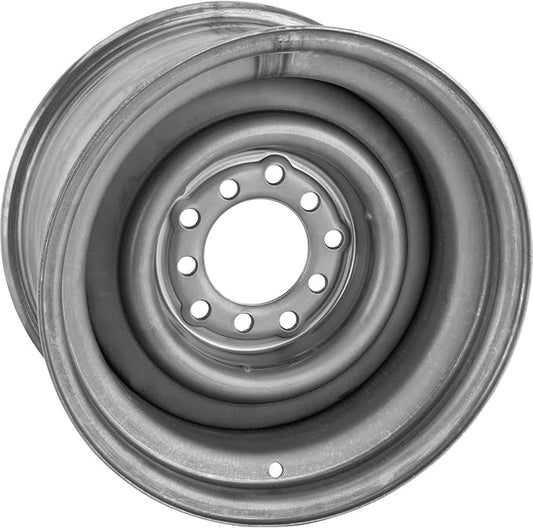 Speedway Motors Smoothie 15 x 8” Raw Steel Wheel, 5 x 5” and 5 x ½” Dual Bolt Circle Pattern, 3.75” Center Bore Diameter and Compatible with Tapered-Style Lugs