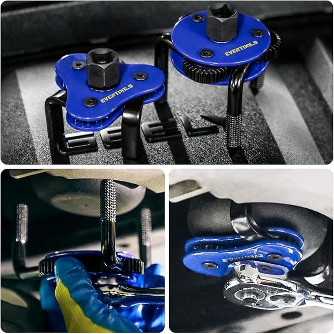 Universal Oil Filter Removal Tool - Adjustable 2-1/2" to 4" & 3" to 5-1/2", Oil Filter Wrench Set with a Pair of Gloves for Cars, Trucks, Tractors, Engines, Conduit & Fittings