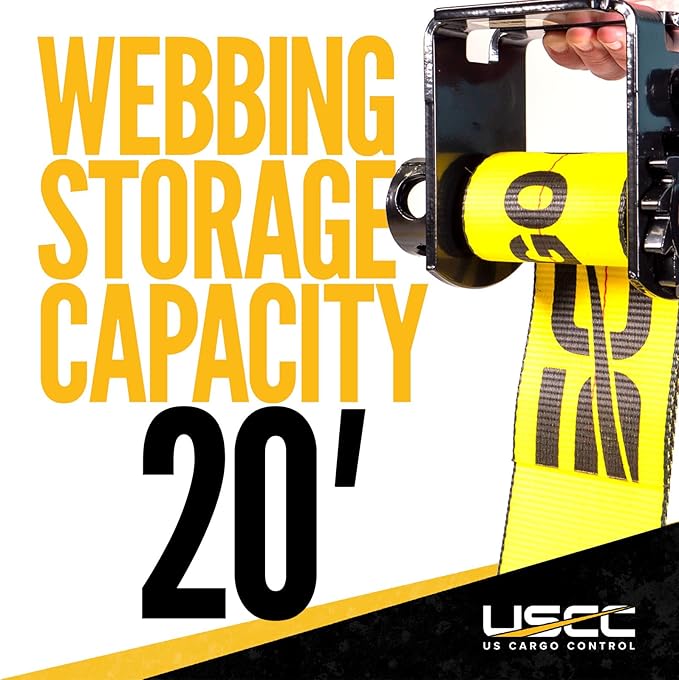 US Cargo Control Standard Sliding Winch for Double L Tracks, 4 Inch Winch Holds Up to 20 Feet of Webbing, Slides to Any Position for Winch Control, 5,500 LBS Working Load Limit