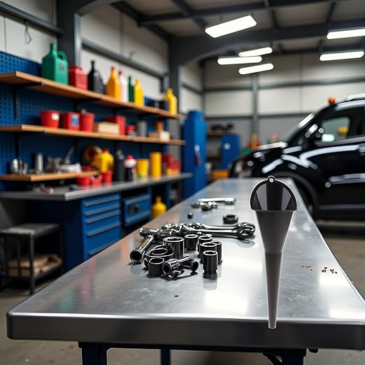 Black Multi-Function Auto Engine Oil Petrol Change Funnel Long Stem Plastic Funnel for Car Motorcycle ATV Boat Multi-Function Circular and, Funnels, Oil System Tools, Large:28cm (11.02in)