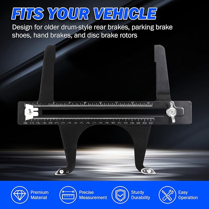 Brake Measuring Tool/Brake Resetting Gauge - Brake Reset Instrument Tool for Rear Drum Brake Lining, Parking, Rotor Reset, Measurement and Adjustment