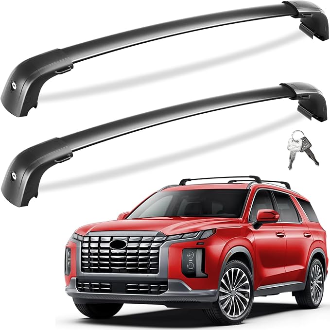 Tuyoung Roof Rack Cross Bars Compatible with Hyundai Palisade 2019-2025 SE SEL XRT Limited Calligraphy, 220lbs Lockable Heavy Duty Anti-Theft Aluminum Rails Crossbars Cargo Carrier Bag