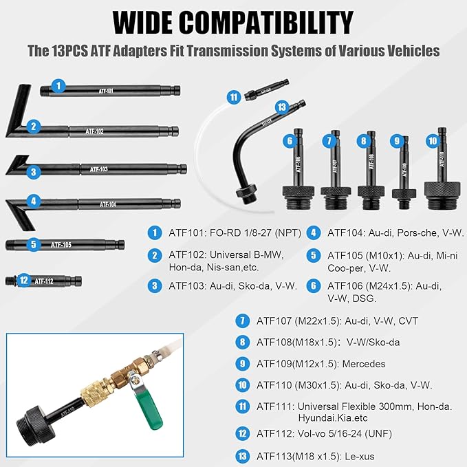 BetyBedy 3L Transmission Fluid Pump Kit, Fluid Transfer Pump with 13PCS ATF Adapters, Manual Transmission Oil Pump for Automotive Oil Filling System, Manual ATF Fluid Transfer Pump for Oil