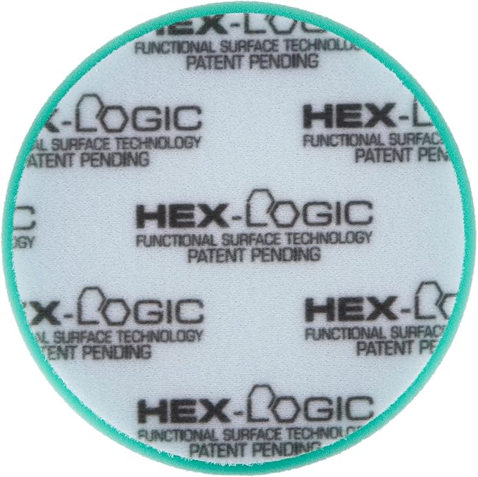 Chemical Guys BUFX_103HEX6 BUFX_103_HEX6 Hex-Logic Heavy Polishing Pad, Green (6.5 Inch Pad Made for 6 Inch Backing Plates), 1 Pad Included