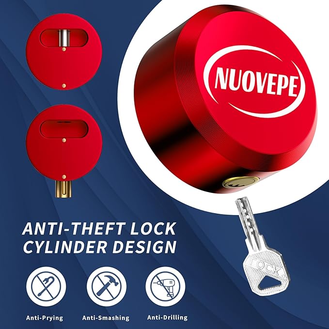 Trailer Lock Fits 2 Inch Couplers, Secures Safety Chains Anti-Theft Ball Hitch Lock, Heavy-Duty Trailer Hitch Locks for RV | Boat | ATV | Utility Trailer (Red)