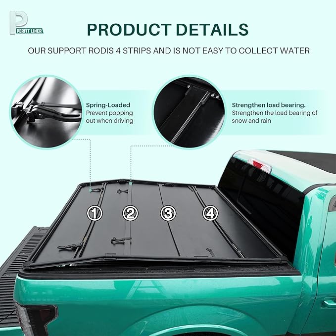 Perfit Liner 8.0 FT (96") Bed Soft Tri-Fold Tonneau Cover for 1999-2024 Ford F-250 F-350 F-450 Super Duty Styleside/Fleetside Truck Cargo Topper, Softtop, 3-Folding (NOT for Flareside/Stepside)