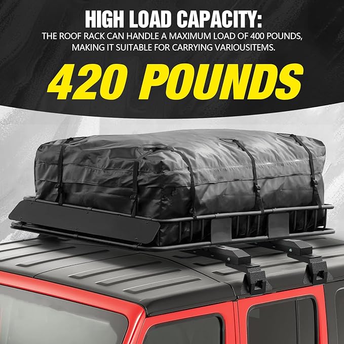 Max Loading 420-POUND Heavy Duty Roof Rack Cross Bars Fit for Jeep Wrangler JL JK Gladiator JT 2007-2024,(2 & 4 Door) Steel Crossbars Rooftop Cargo Bag Kayak Bike Carrier