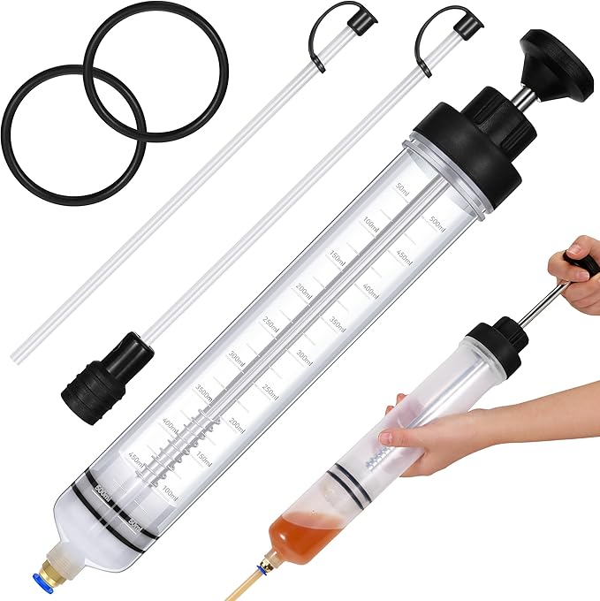 Gisafai 500cc Fluid Extractor Automotive Pump Manual Oil Extractor Pump Syringe for Gasoline Hand Cleaner for Power Steering, Hydraulic Fluid(Black)