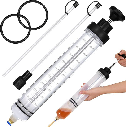 Gisafai 500cc Fluid Extractor Automotive Pump Manual Oil Extractor Pump Syringe for Gasoline Hand Cleaner for Power Steering, Hydraulic Fluid(Black)