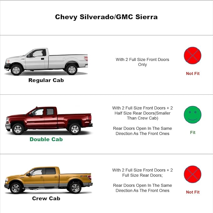 Rainproof Sunproof Window Wind Deflector,4pc Protective Replacements Rain Guards Set,Window Visor fit for 2014-2018 Chevrolet Silverado/GMC Sierra 1500/2500HD/3500HD with Extended Cab 94528