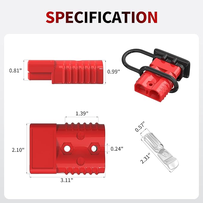 175A Battery Quick Disconnect Connector with 14FT 2AWG Copper Wiring Quick Disconnect Winch Power Cable Kit for Forklift Car Motor Tractor