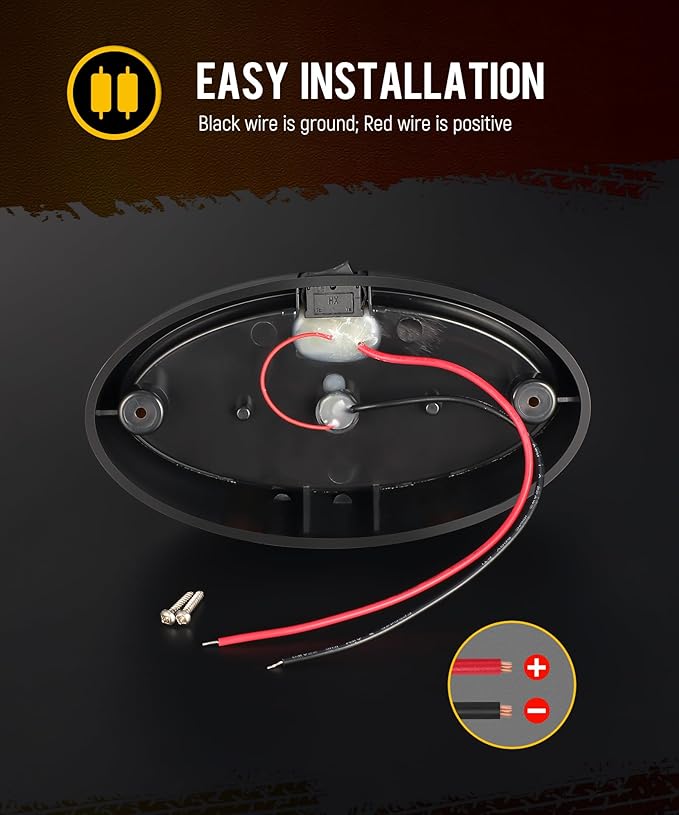 Partsam Oval LED RV Porch Light with Swith, Exterior Utility Light Replacement for Camper Motorhome Trailer, Black Base w/Snap-on, Clear and Amber Lenses Included