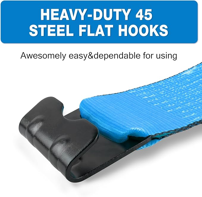 4" x30' Winch Straps with Flat Hook Flatbed Tie Downs Truck Straps 5,400 lbs Load Capacity Cargo Control for Flatbeds, Trucks, Trailers, Farms, Rescues, Tree Saver, Yellow(4 Pack)