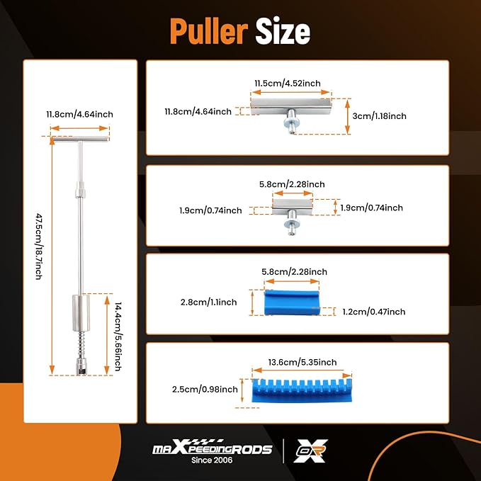 maXpeedingrods Car Dent Puller Kit, Auto Body Dent Repair Kit for Dent Removal, Slide Hammer T-bar Dent Puller with 24 PC Puller Tabs, for Car Refrigerator Metal Surface Dent Remover, 31 PCS