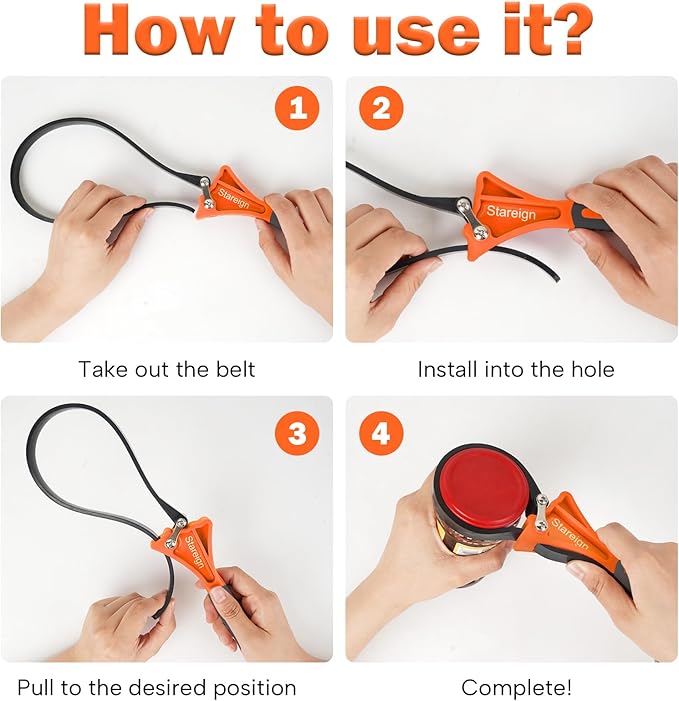 2-Pack Rubber Strap Wrench,Oil Filter Wrench Diameter 4" and 6" Heavy Duty Adjustable Blet Wrench for Jar Opener,Water Filter,Plumbing,Sink,Faucet