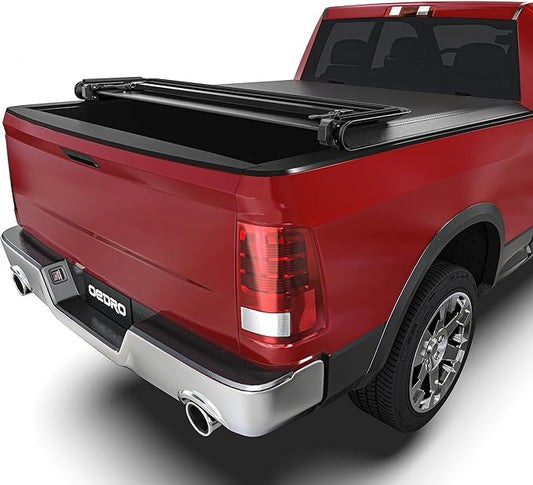 OEDRO Soft Quad Fold Truck Bed Tonneau Cover Compatible with Dodge Ram 1500 2002-2025 (Inclu. Classic & New), Fit fir Dodge Ram 2500 3500 2003-2025, Fleetside 6.4 Ft Bed w/o Ram Box