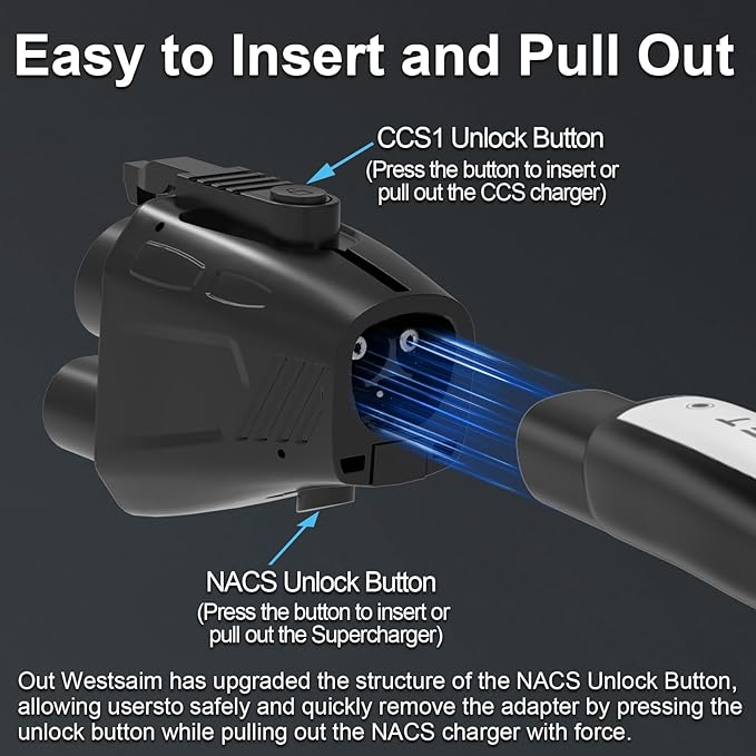 2025 Upgraded Tesla Charger Adapter, NACS DC Adapters for Supercharger to CCS EV, 500 Amps 1000V, Compatible with Ford, Lightning, Rivian, GM, Volvo CCS1 Electric Vehicle Fast Charging