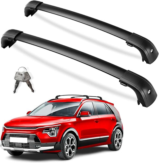 KINGGERI Roof Rack Cross Bars Compatible with Kia NIRO 2023 2024 2025 with Flush Side Rails, 220lbs Lockable Heavy Duty Aluminum Roof Rails Crossbars Rooftop Cargo Carrier Luggage Black