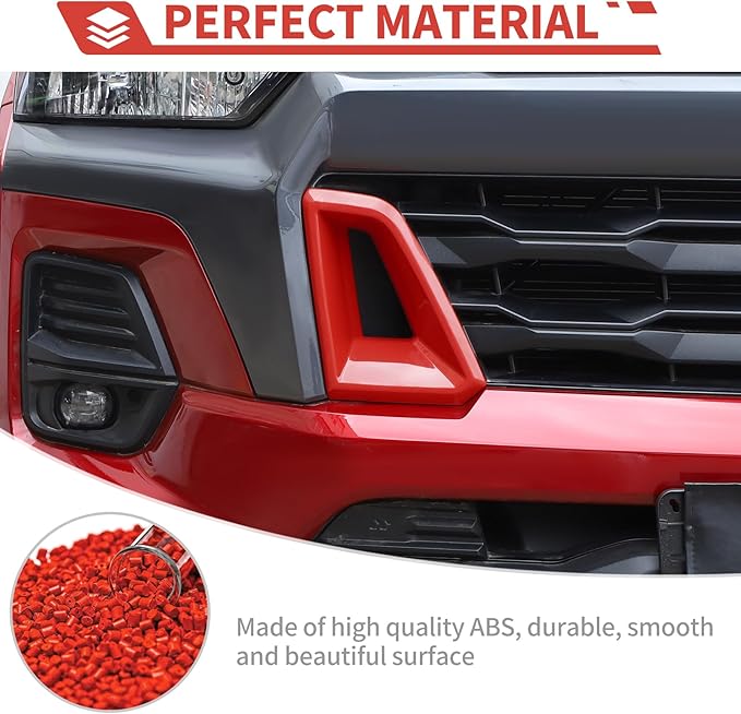 Front Side Bumper Grille Air Outlet Cover fit for Chevy Colorado 2024+ Front Grill Vent Insert Cover Exterior Accessories,Red