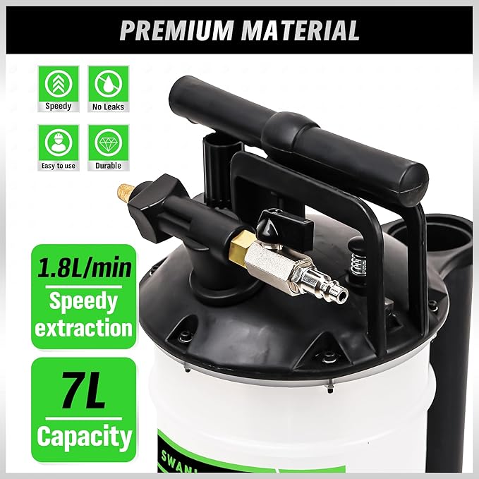 SWANLAKE 7 Liter Pneumatic/Manual Fluid Extractor Pump, Oil Changer Vacuum Fluid Extractor, Oil Change & Fluid-Change Tool