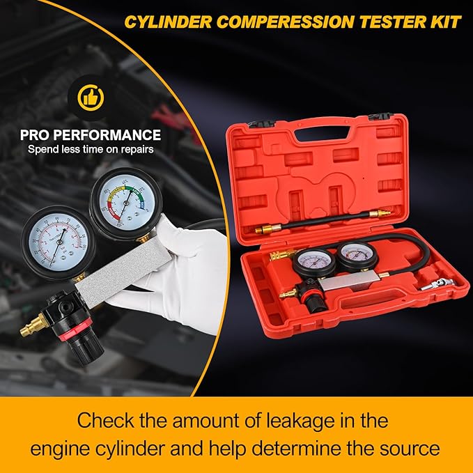 Nilight Cylinder Leak Down Tester, Gasoline Engine Compression Dual Gauge Leakdown Detector Automotive Tool Set with 10 12 14mm Spark Plugs